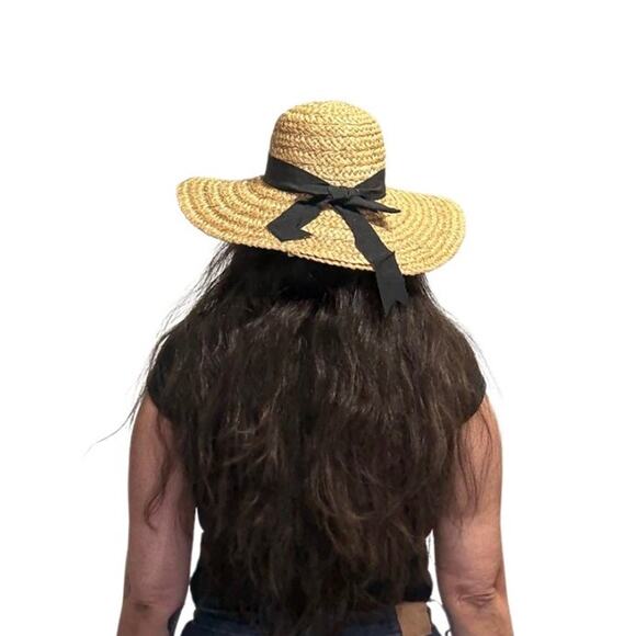 Natural Vintage Bow Back Straw Hat - Picture 8 of 10